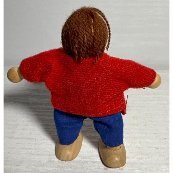 Melissa & Doug Wooden Dollhouse Doll With Red Sweater & Blue Pants 3" - Picture 2 of 5